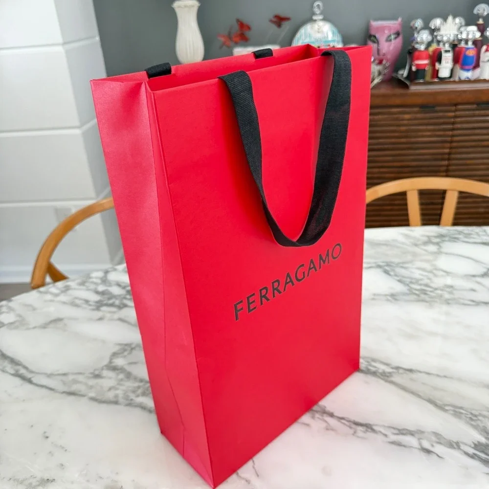 Authentic Ferragamo, Red Shopping Bag 10.5